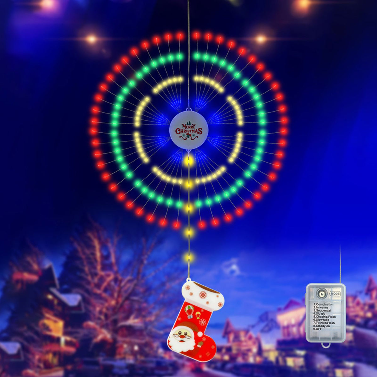 Christmas String Lights Firework Shaped Lights Decoration Pendant IP65 Waterproof Christmas Decorative Firework Lights Colorful Light 8 Lighting Modes
