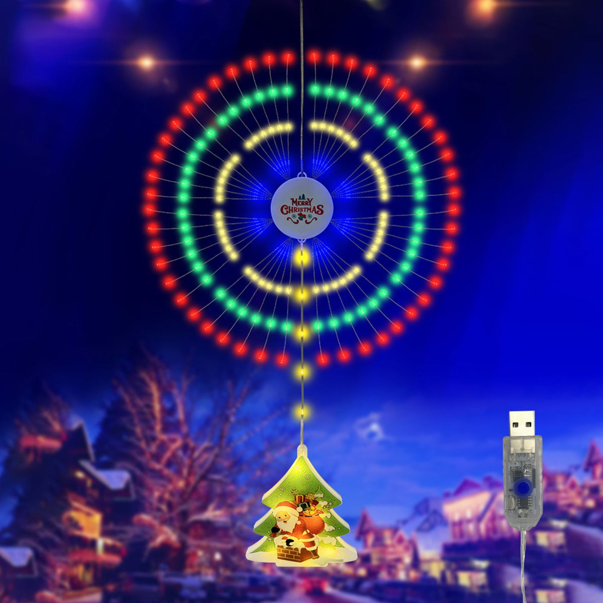 Christmas String Lights Firework Shaped Lights Decoration Pendant IP65 Waterproof Christmas Decorative Firework Lights Colorful Light 8 Lighting Modes