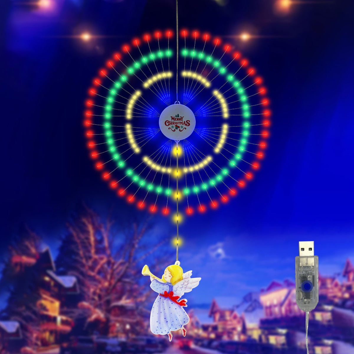 Christmas String Lights Firework Shaped Lights Decoration Pendant IP65 Waterproof Christmas Decorative Firework Lights Colorful Light 8 Lighting Modes
