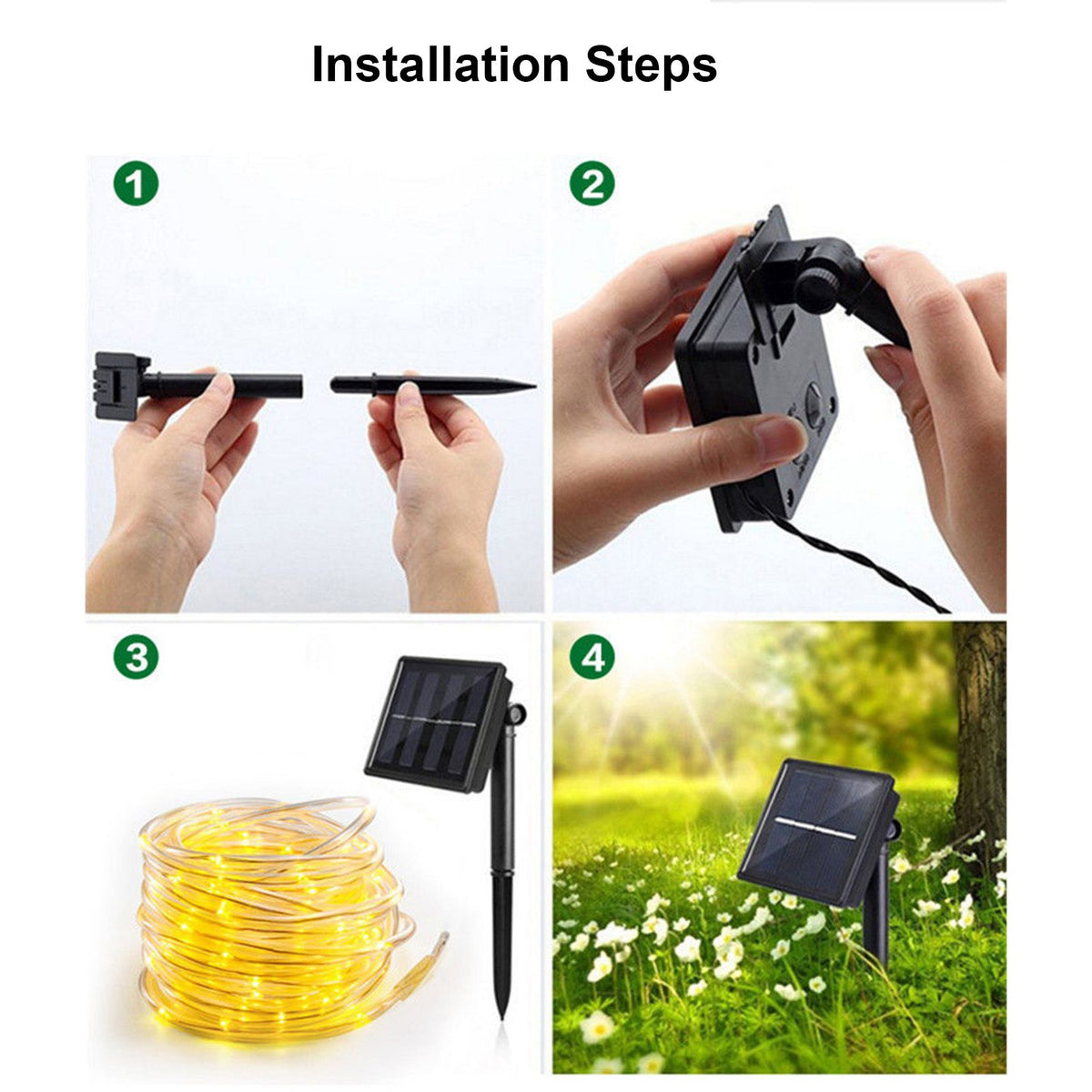 Solar LED Tube Lights Decorative String Lights Outdoor Garden Landscape Lighting Festive Party Wedding Lights