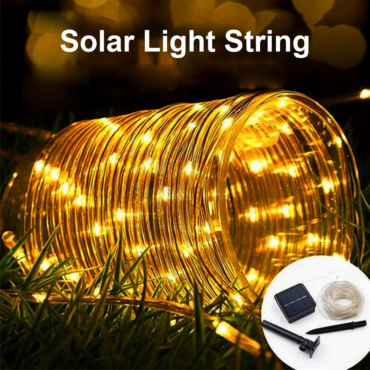Solar LED Tube Lights Decorative String Lights Outdoor Garden Landscape Lighting Festive Party Wedding Lights