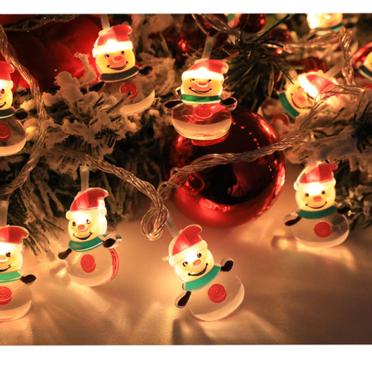 Christmas Light Strings Snowman Santa Christmas Tree Ornaments Festive Window Dressing Lights Warm White LED Xmas Lights for Holiday Decoration