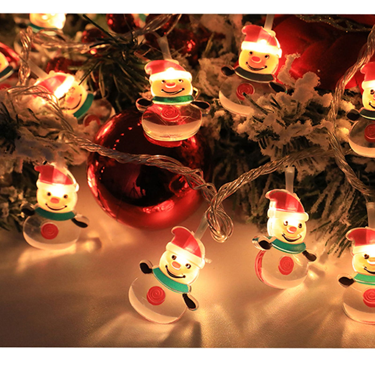 Christmas Light Strings Snowman Santa Christmas Tree Ornaments Festive Window Dressing Lights Warm White LED Xmas Lights for Holiday Decoration