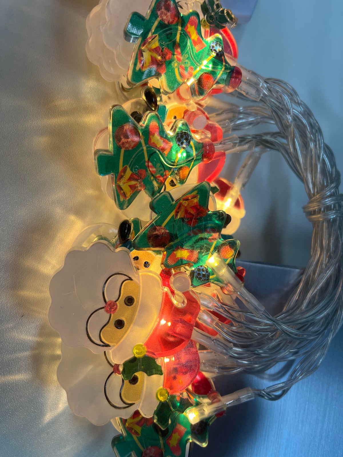 Christmas Light Strings Snowman Santa Christmas Tree Ornaments Festive Window Dressing Lights Warm White LED Xmas Lights for Holiday Decoration