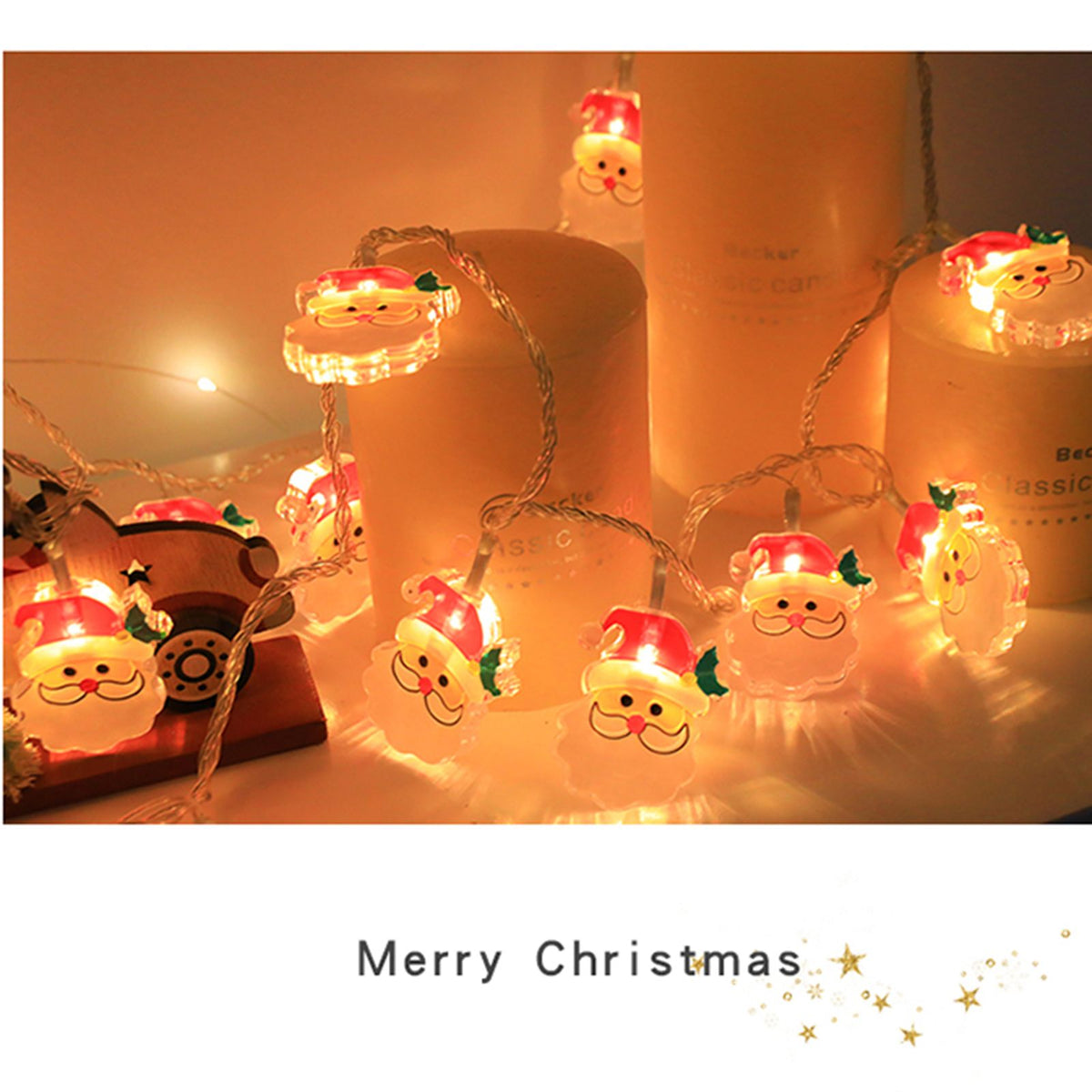 Christmas Light Strings Snowman Santa Christmas Tree Ornaments Festive Window Dressing Lights Warm White LED Xmas Lights for Holiday Decoration
