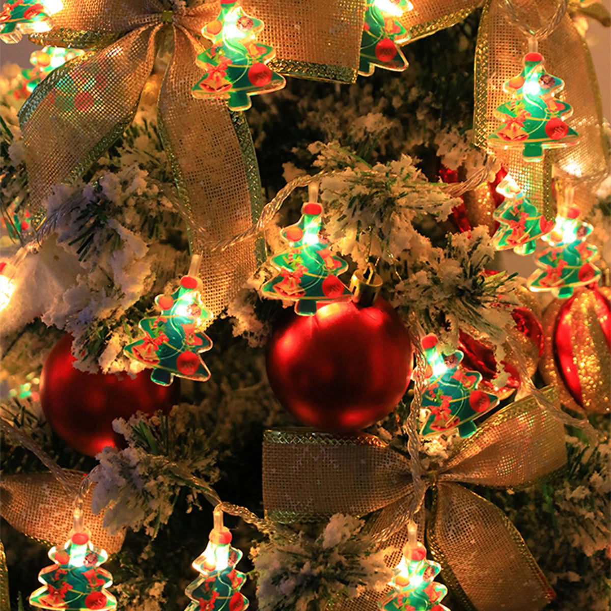 Christmas Light Strings Snowman Santa Christmas Tree Ornaments Festive Window Dressing Lights Warm White LED Xmas Lights for Holiday Decoration