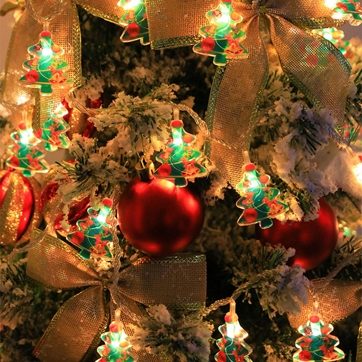 Christmas Light Strings Snowman Santa Christmas Tree Ornaments Festive Window Dressing Lights Warm White LED Xmas Lights for Holiday Decoration