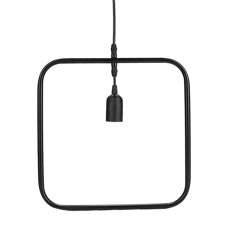E27 Modern LED Lamp Dining Room Bar Geometric Hanging Light Iron Frame Black 220V (Square)
