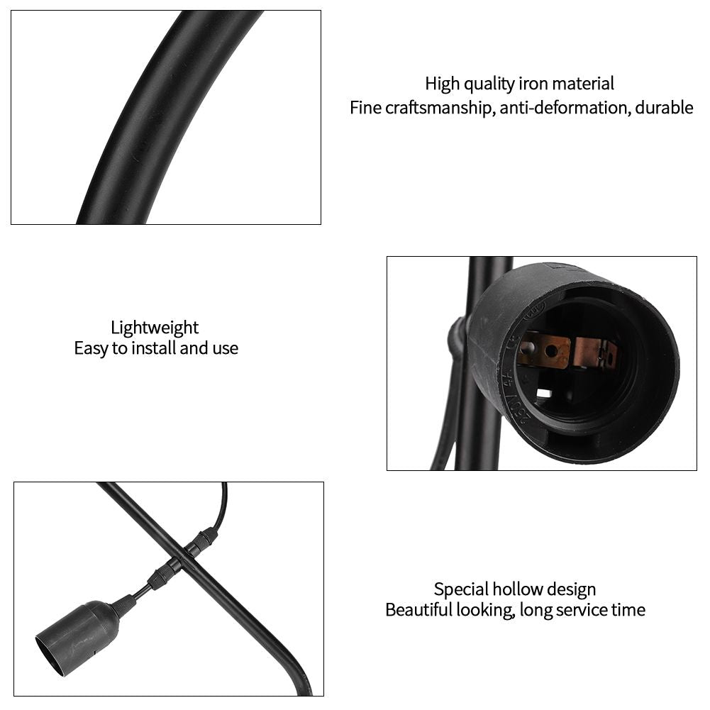 E27 Modern LED Lamp Dining Room Bar Geometric Hanging Light Iron Frame Black 220V (Square)