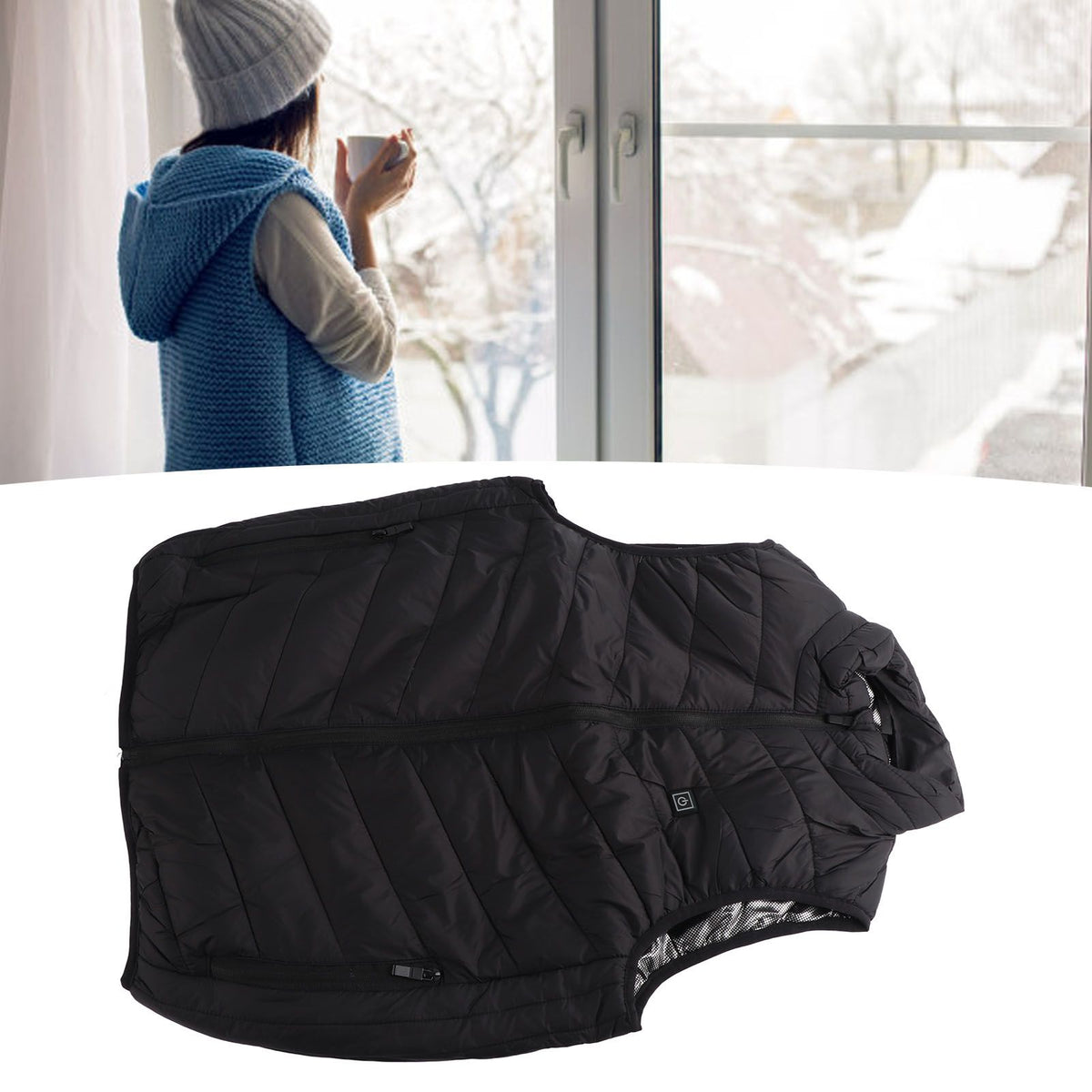 Heated Jacket Unisex 3 Gears Four Zones Heating Polyester Fiber Electric Thermal Vest for Outdoor Winter M