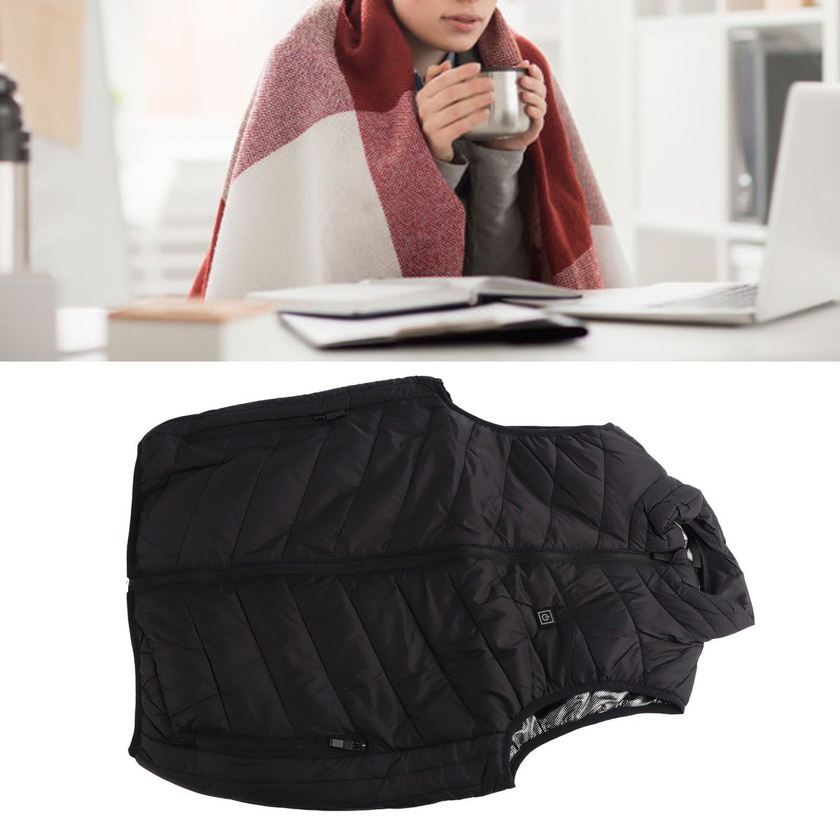 Heated Jacket Unisex 3 Gears Four Zones Heating Polyester Fiber Electric Thermal Vest for Outdoor Winter M