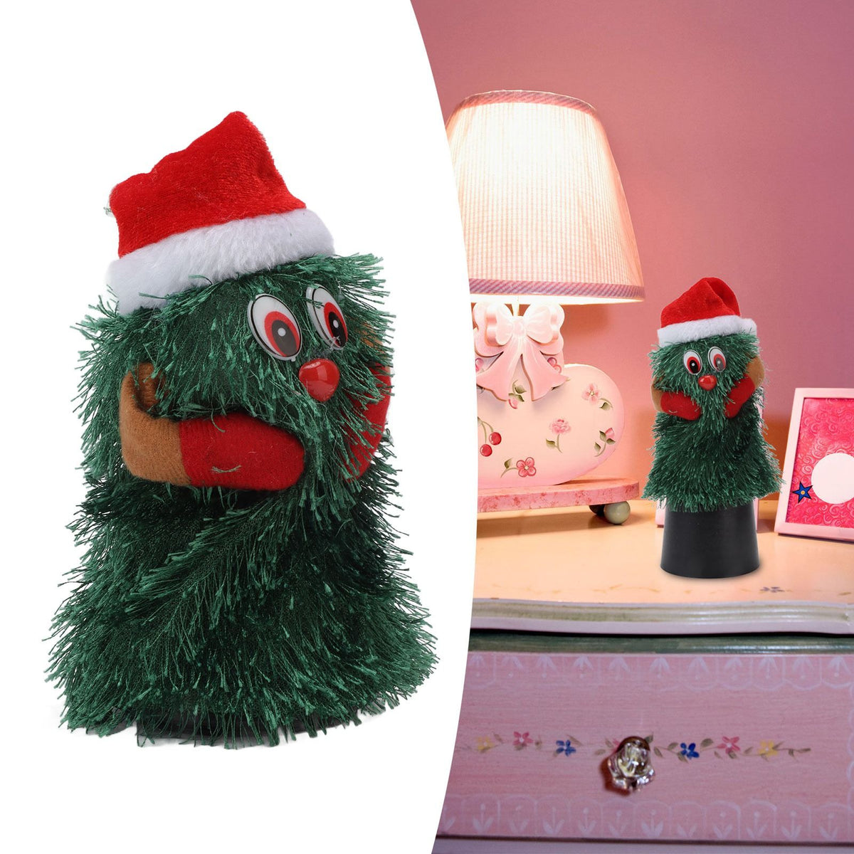 Tabletop Christmas Tree Musical Rotatable Cute Plant Shape Christmas Tree Figurine Decoration