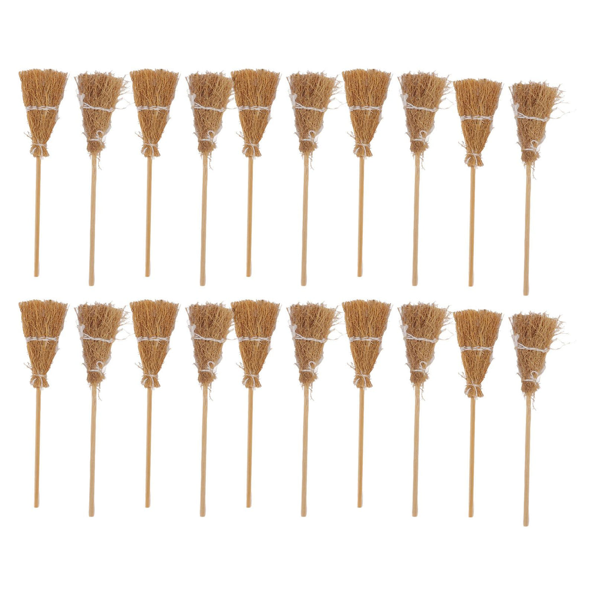 20pcs Mini Witch Broom White Rope Decoration DIY Mini Witch Miniature Witch Broom for Halloween Party Stage Performance