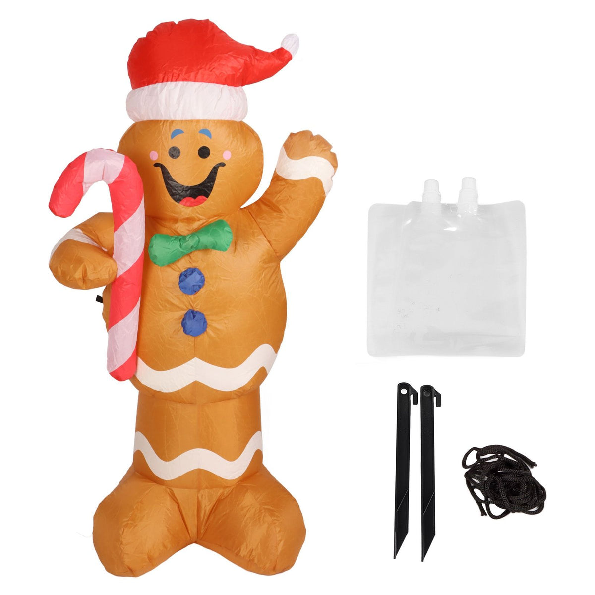 1.5m Height Christmas Inflatables Gingerbread Man with Candy Canes Blow Up Yard Decoration Snowman with LED Lights AU Plug 100‑240V
