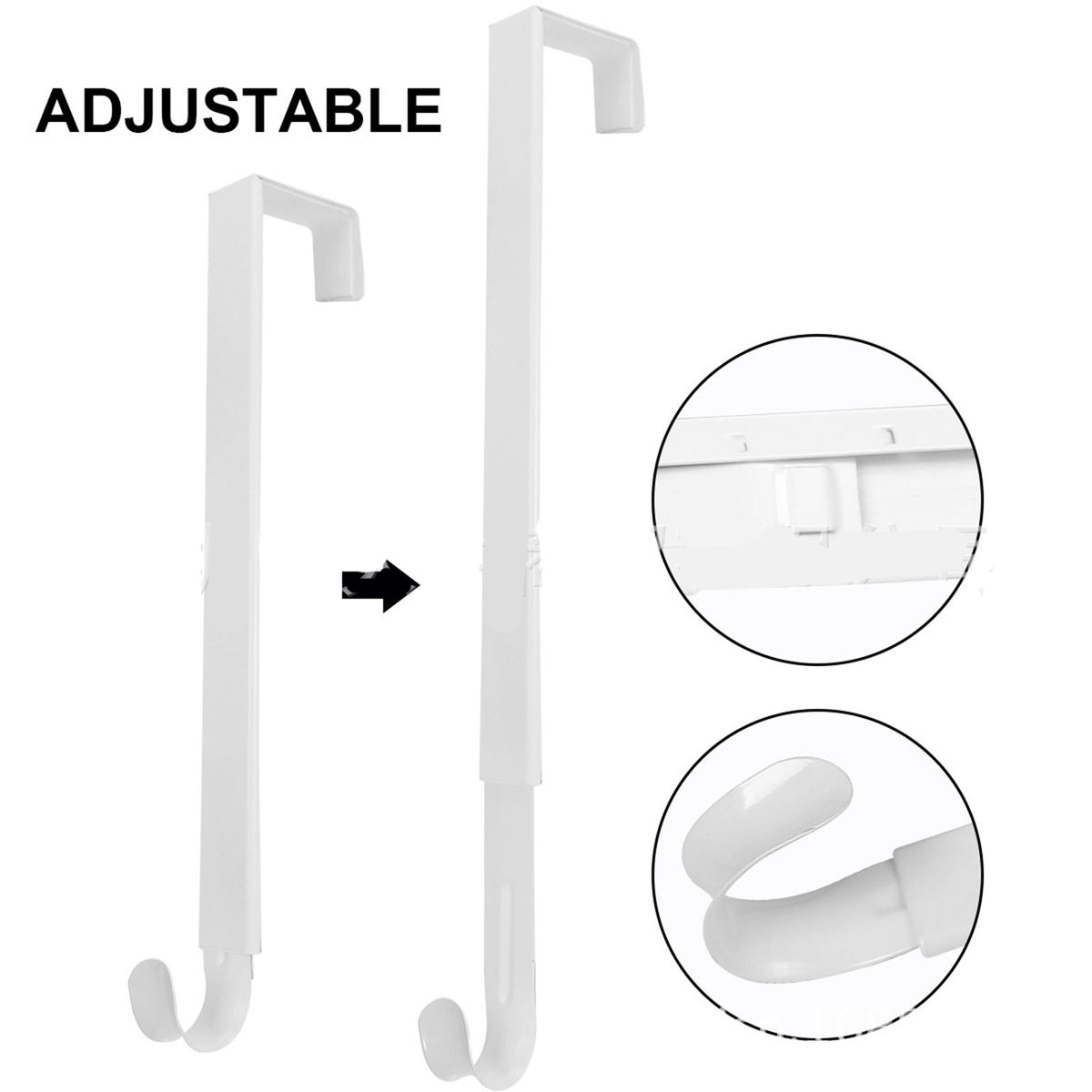 Adjustable Wreath Door Hanger Damage Free Wreaths Hanging Over The Door Hooks Iron Door Hanger for Christmas Wreath White