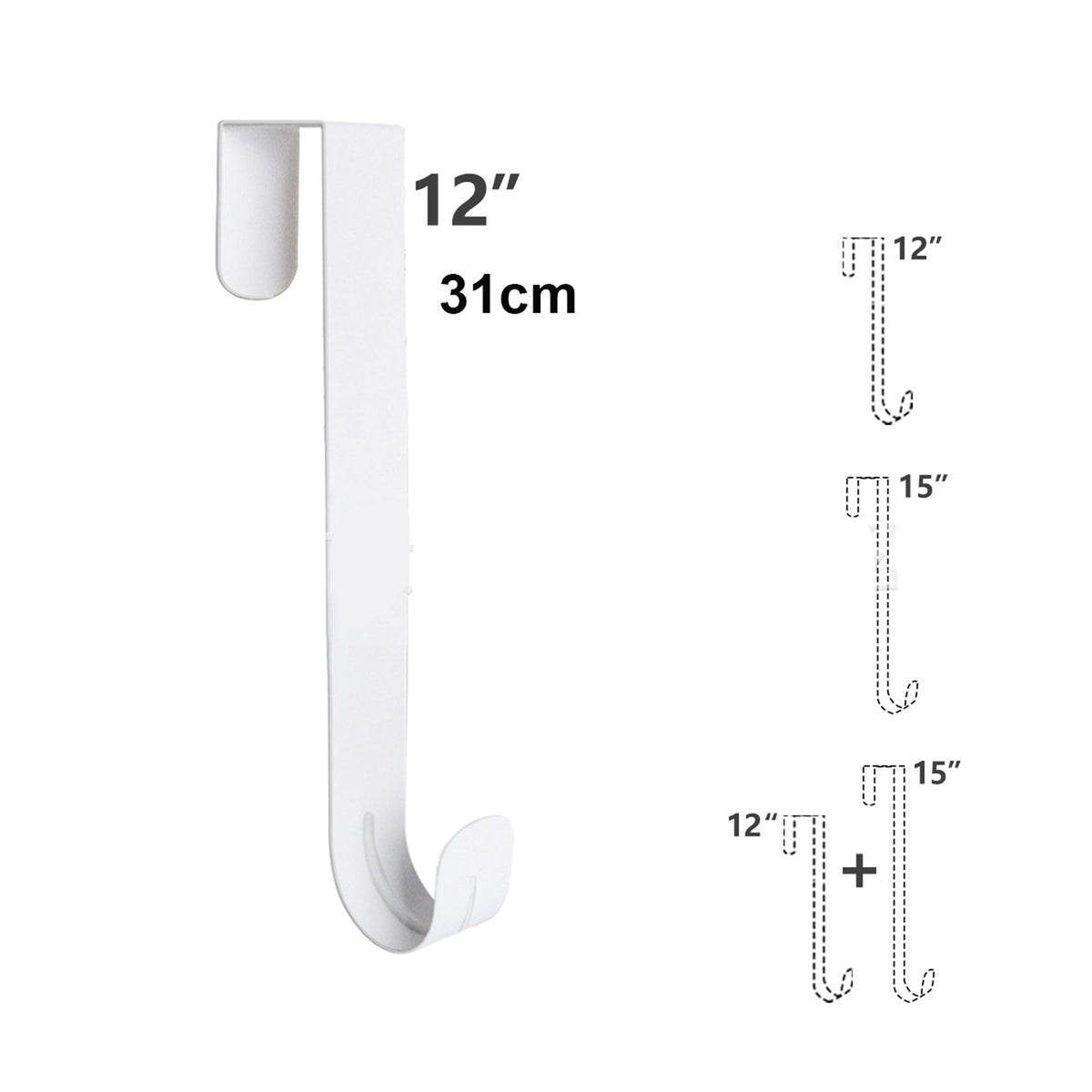 Adjustable Wreath Door Hanger Damage Free Wreaths Hanging Over The Door Hooks Iron Door Hanger for Christmas Wreath White