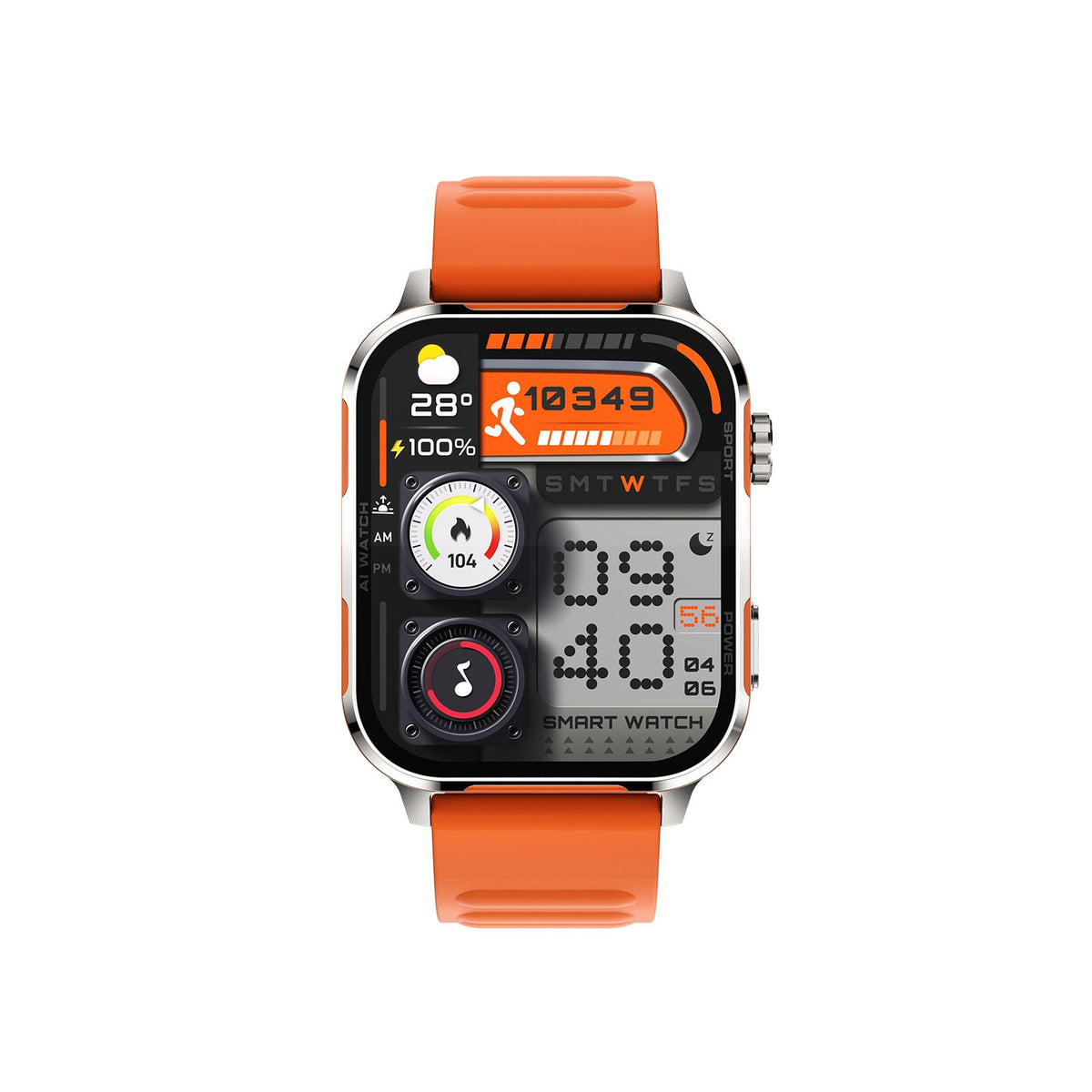 AI-WATCH2 Full Touch Screen Smart Fitness Watch for Men Women，orange