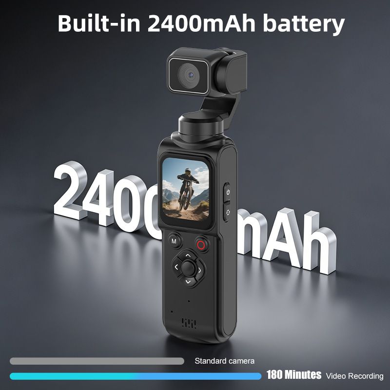AT-M105 Pocket Gimbal Vlog Camera, 4K HD Handheld Video Camera，black，16GB