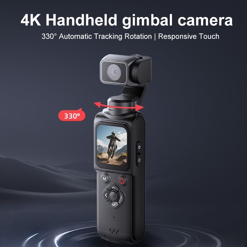 AT-M105 Pocket Gimbal Vlog Camera, 4K HD Handheld Video Camera，black，32GB