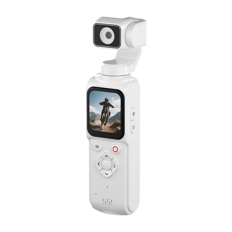 AT-M105 Pocket Gimbal Vlog Camera, 4K HD Handheld Video Camera，white，16GB