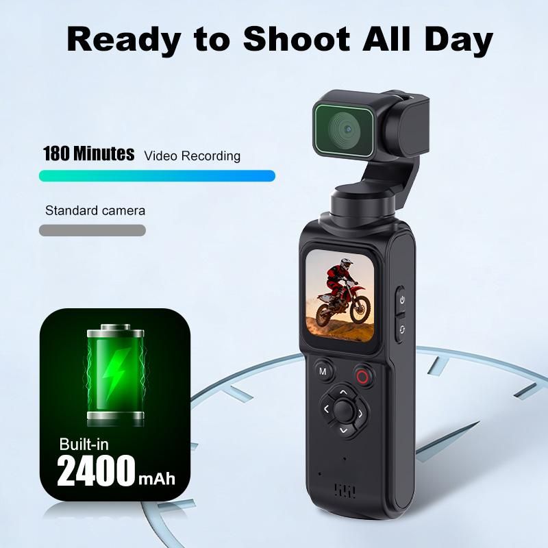 AT-M105 Pocket Gimbal Vlog Camera, 4K HD Handheld Video Camera，white，32GB