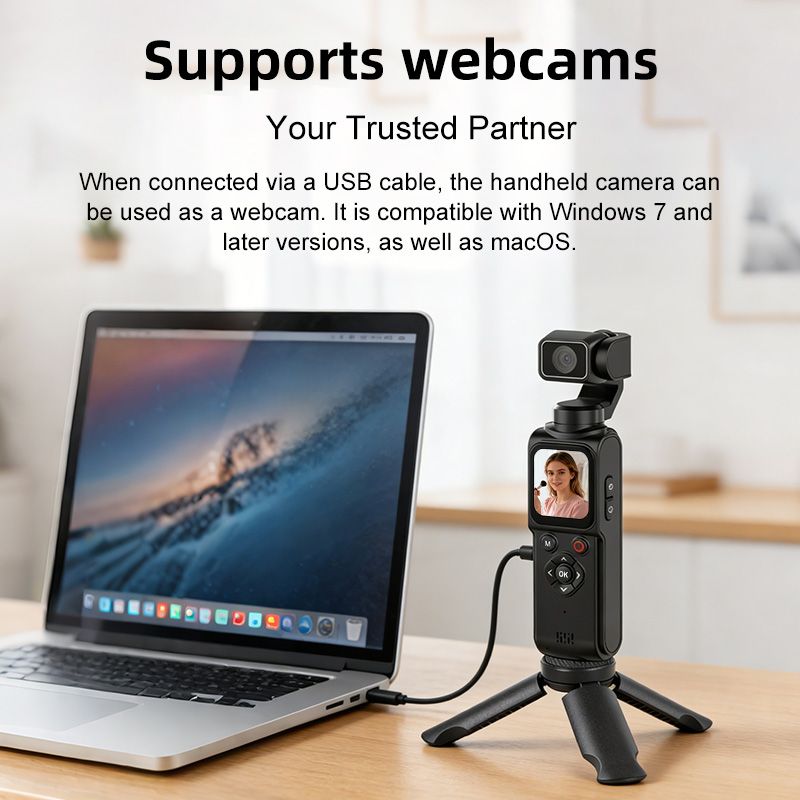 AT-M105 Pocket Gimbal Vlog Camera, 4K HD Handheld Video Camera，white，32GB