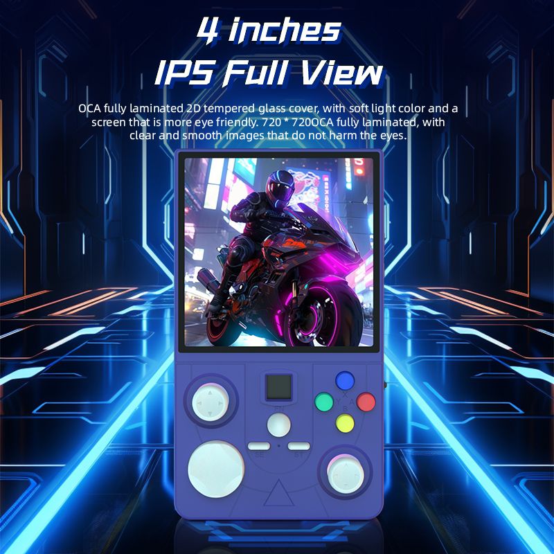 DC40V Retro Handheld Game Console, 4 Inch IPS Display, 64GB 20000+ Preloaded Retro Games，Translucent Blue