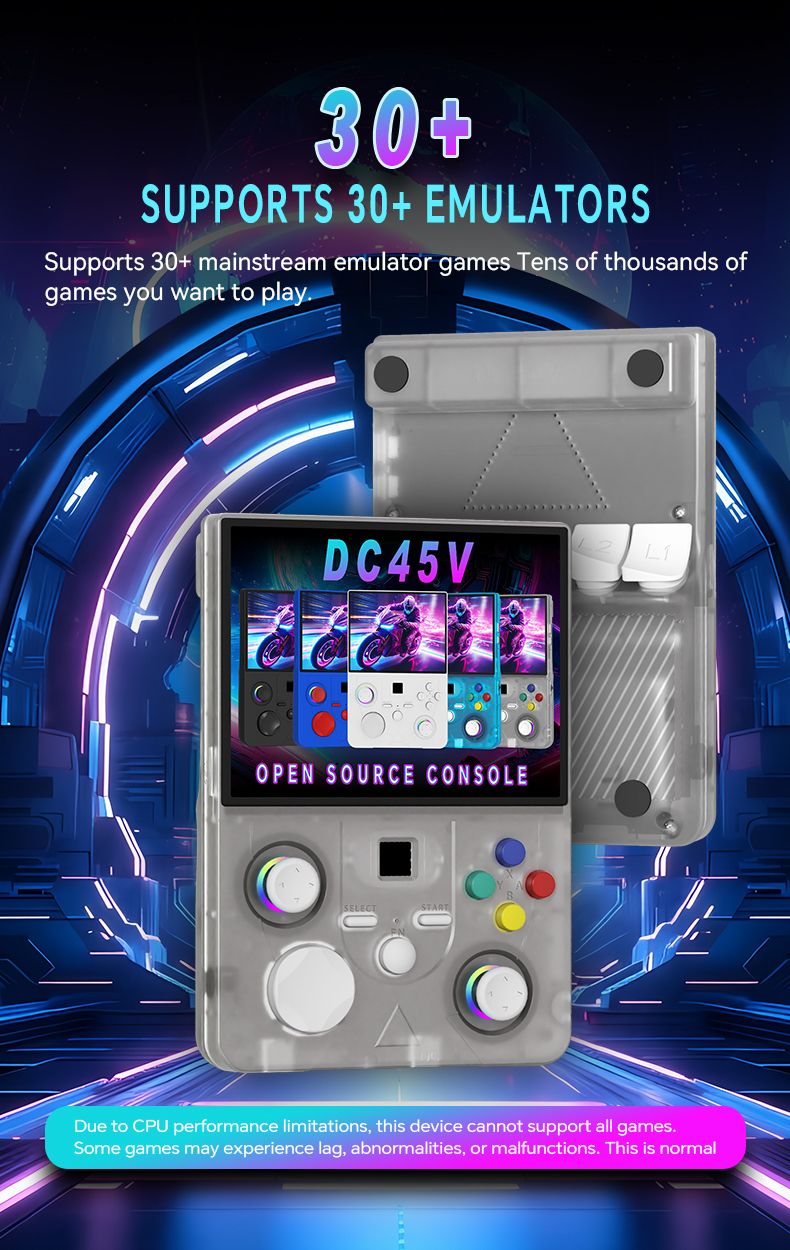 DC45V Retro Handheld Game Console, 4.5‑Inch HD IPS Full View Screen，black