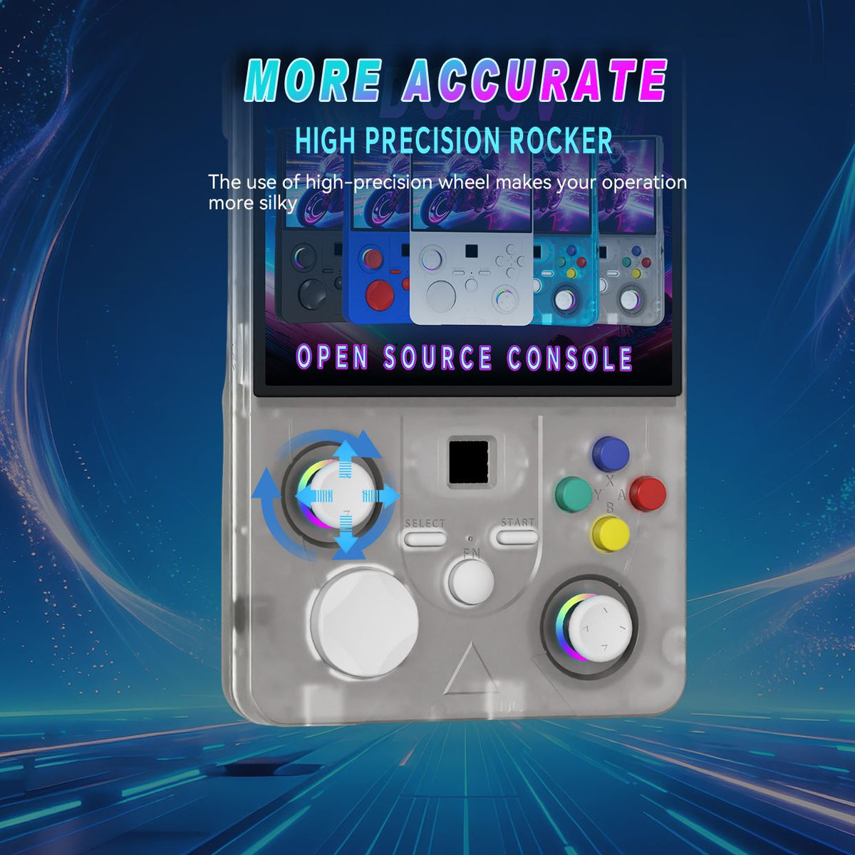 DC45V Retro Handheld Game Console, 4.5‑Inch HD IPS Full View Screen，translucent white