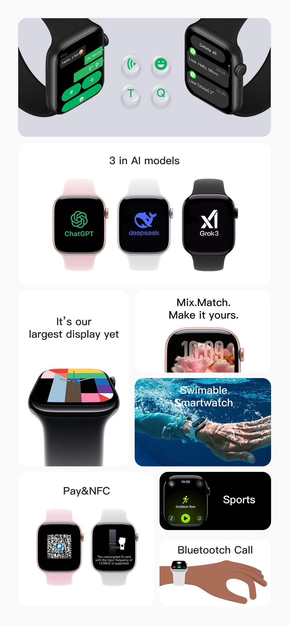 Watch 11 Pro Mini AI Smart Watch，black