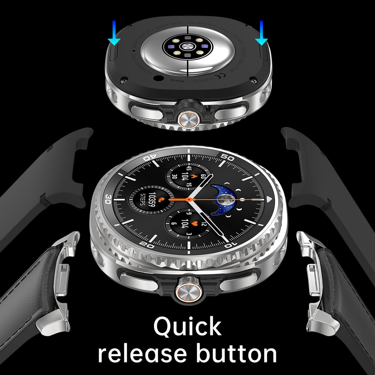 Watch8Classic-SU02 Smart Watch, Full Touch Screen Silicone Sports Wrist Watch for Men Women，Black