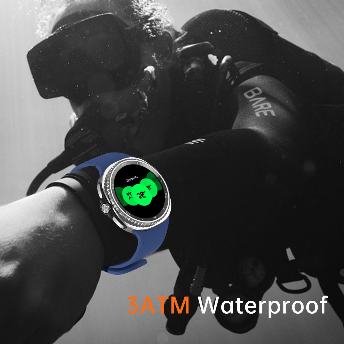 Watch8Classic-SU02 Smart Watch, Full Touch Screen Silicone Sports Wrist Watch for Men Women，Black