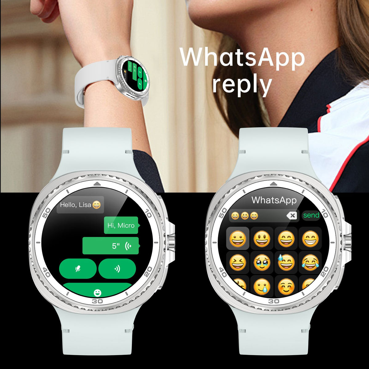 Watch8Classic-SU02 Smart Watch, Full Touch Screen Silicone Sports Wrist Watch for Men Women，Black