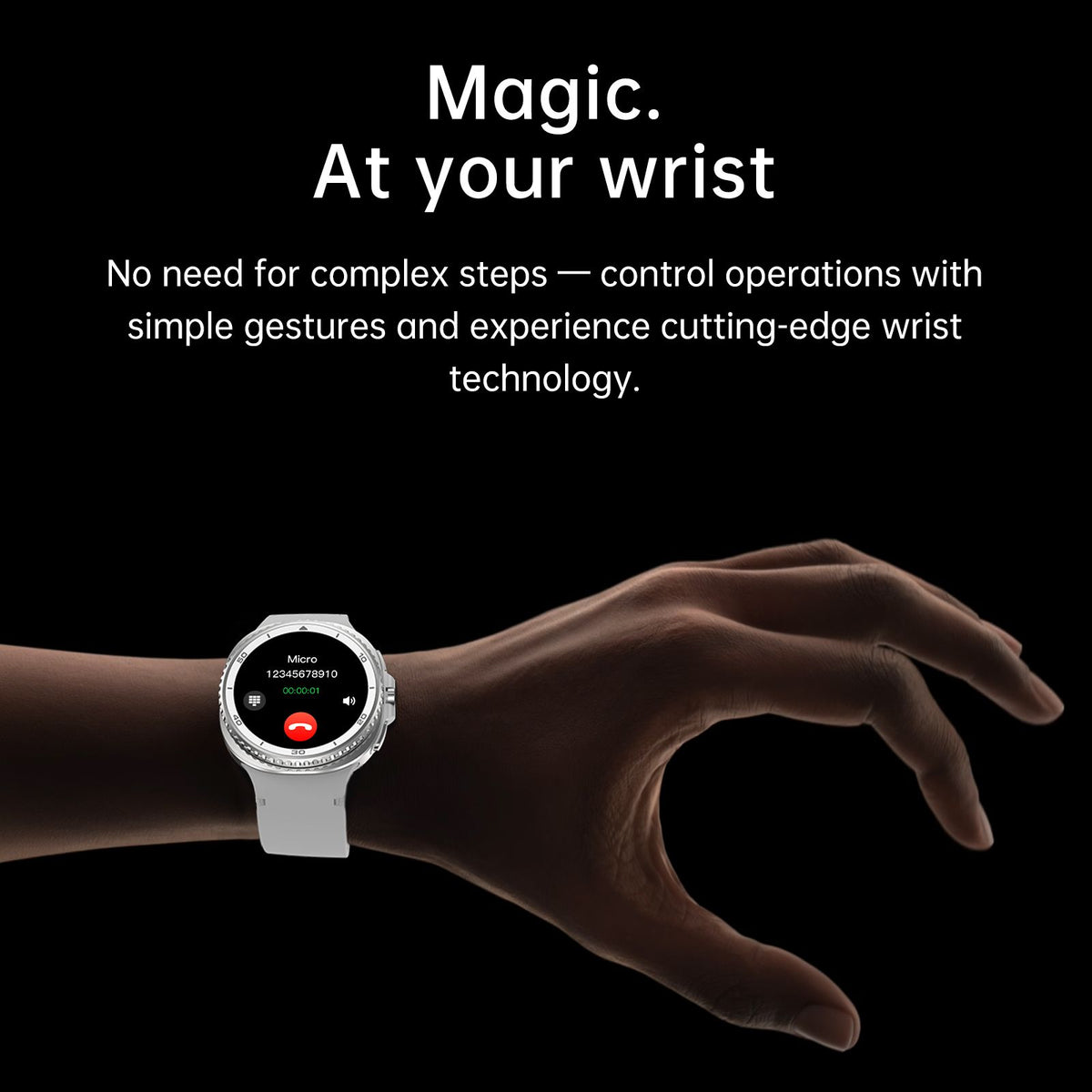 Watch8Classic-SU02 Smart Watch, Full Touch Screen Silicone Sports Wrist Watch for Men Women，Black