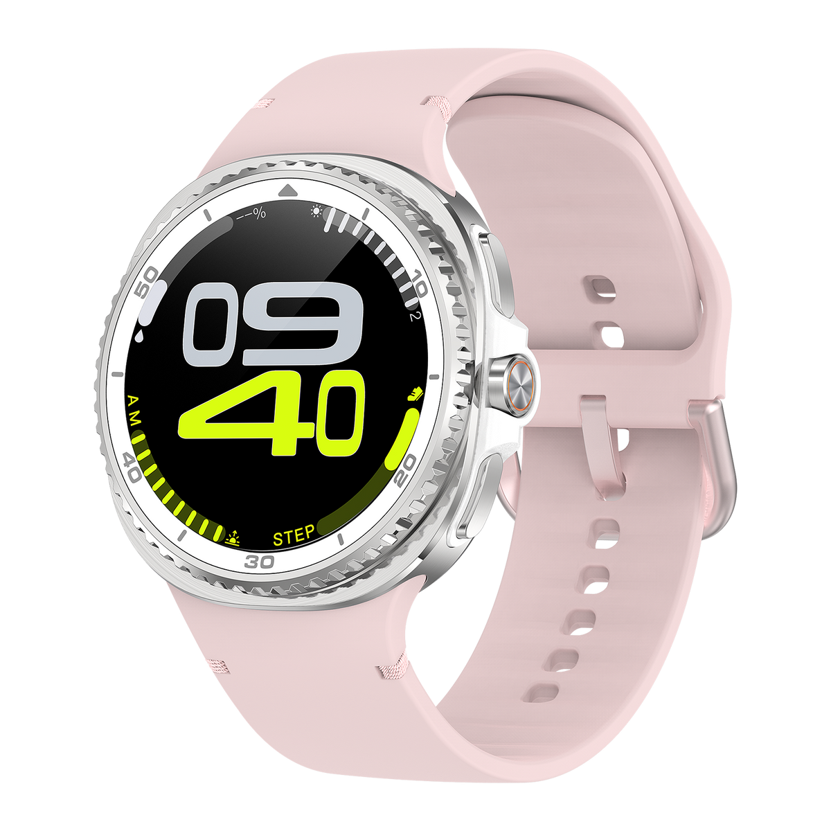 Watch8Classic-SU02 Smart Watch, Full Touch Screen Silicone Sports Wrist Watch for Men Women，Pink
