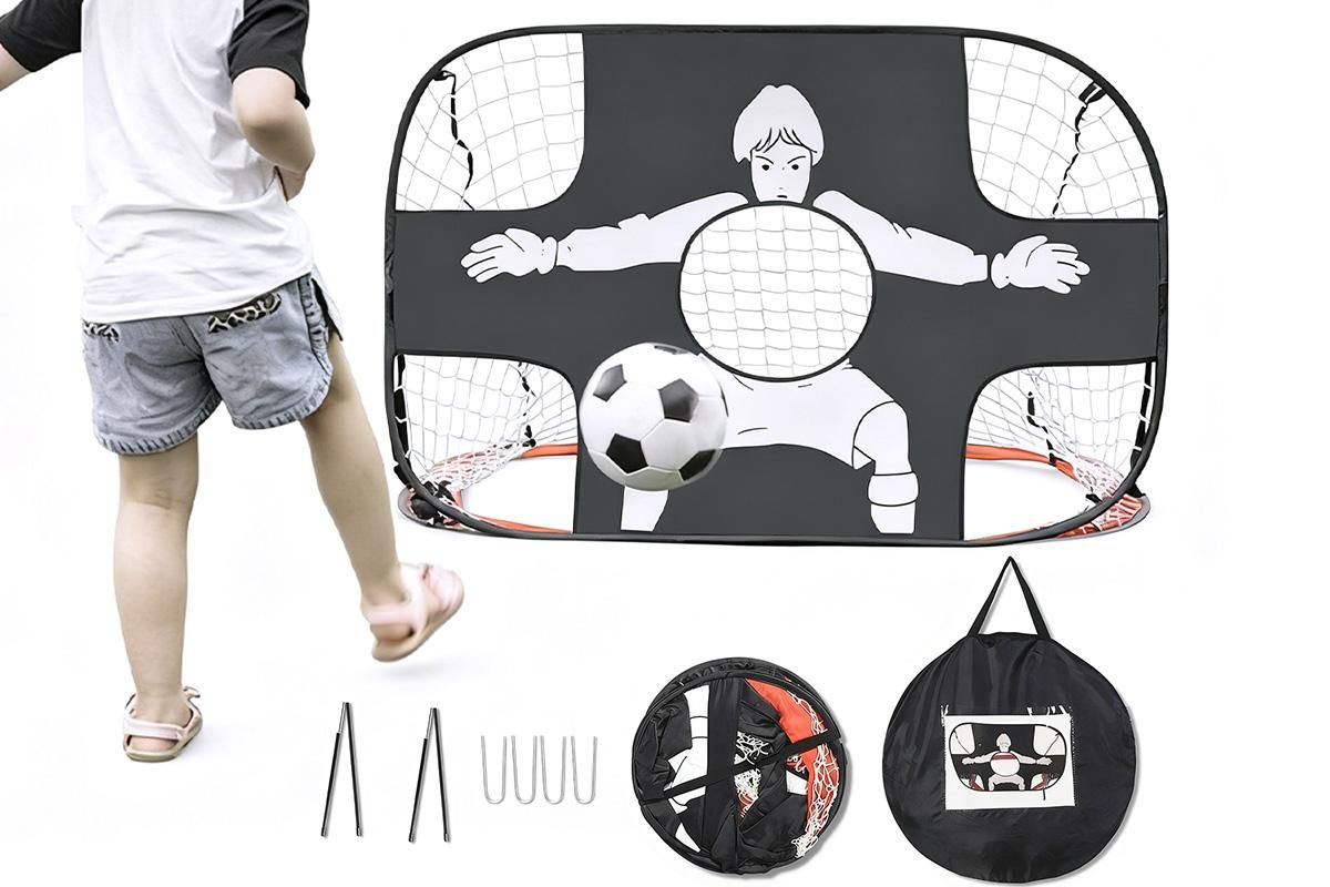 2 in 1 Portable Foldable Soccer Goal with Detachable Target - Blue