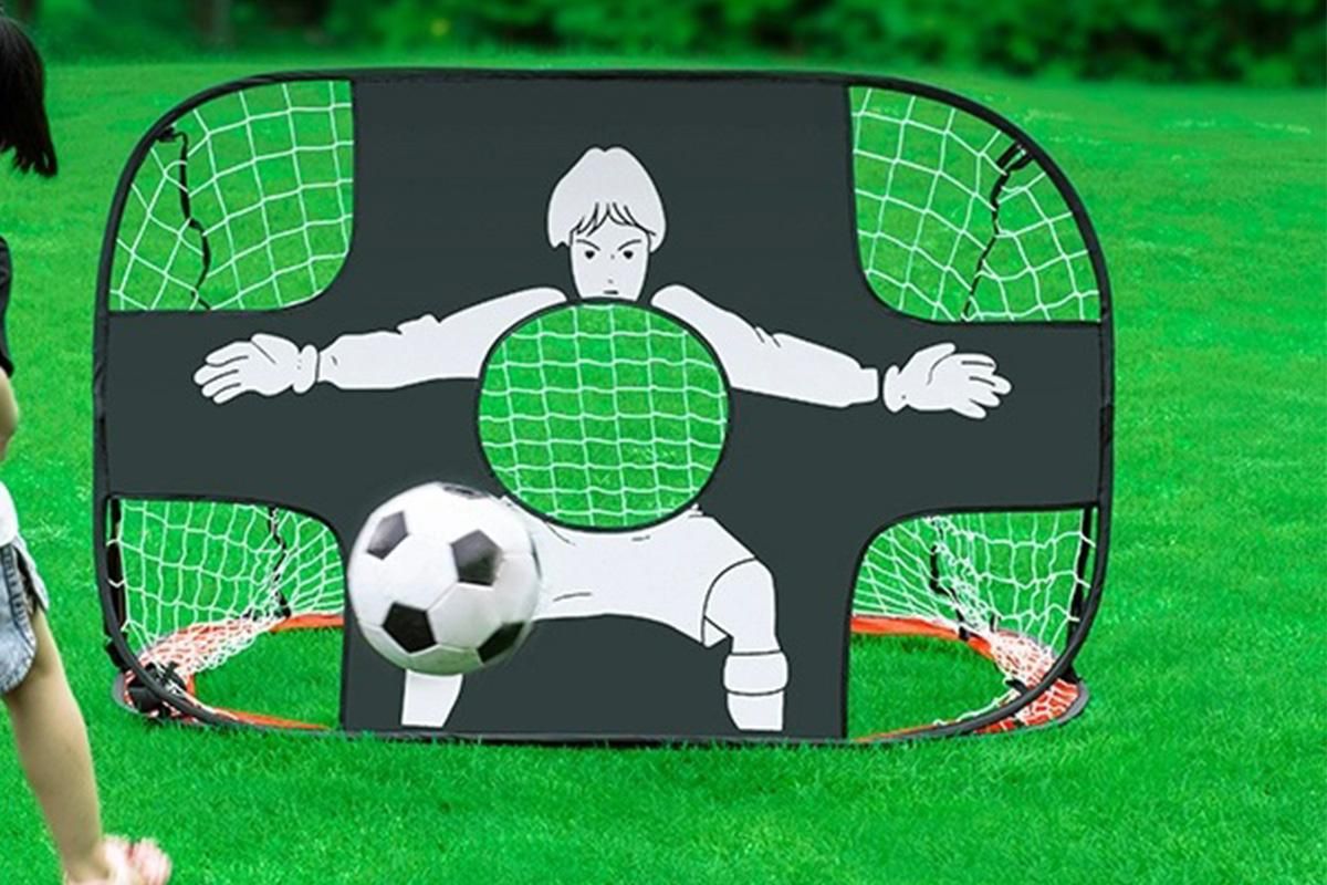 2 in 1 Portable Foldable Soccer Goal with Detachable Target - Red