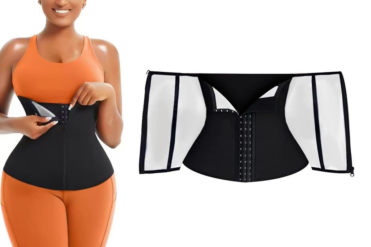 Women's Workout Waist Trainer - 3-Row Hook & Zip Slimming Belt for Yoga & Fitness - Silver & M