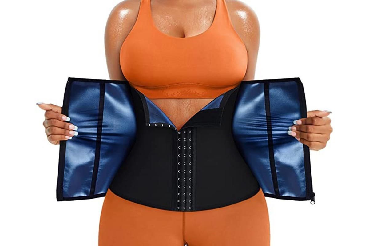 Women's Workout Waist Trainer - 3-Row Hook & Zip Slimming Belt for Yoga & Fitness - Silver & M