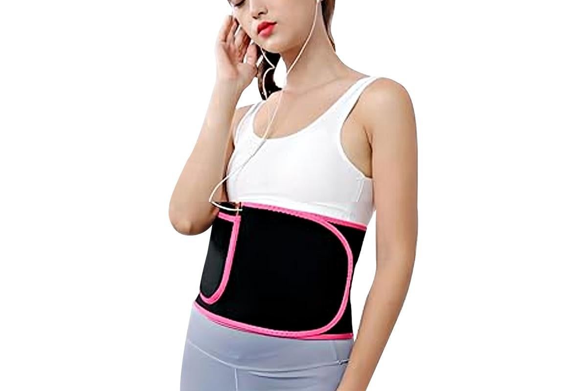 Women Waist Trainer Sweat Band Sport Waist Shaper Belt -Pink