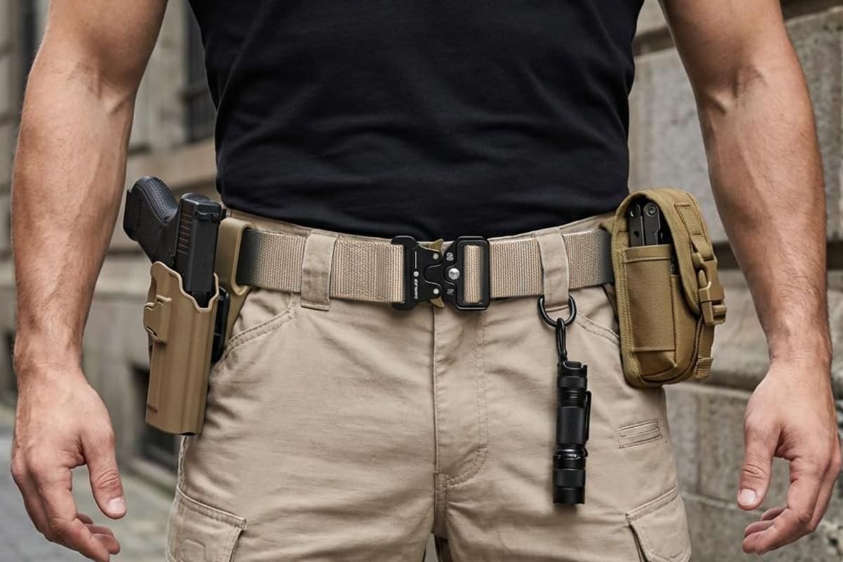 Nylon Tactical Belt Quick-Release for Outdoor Work Daily - Khaki