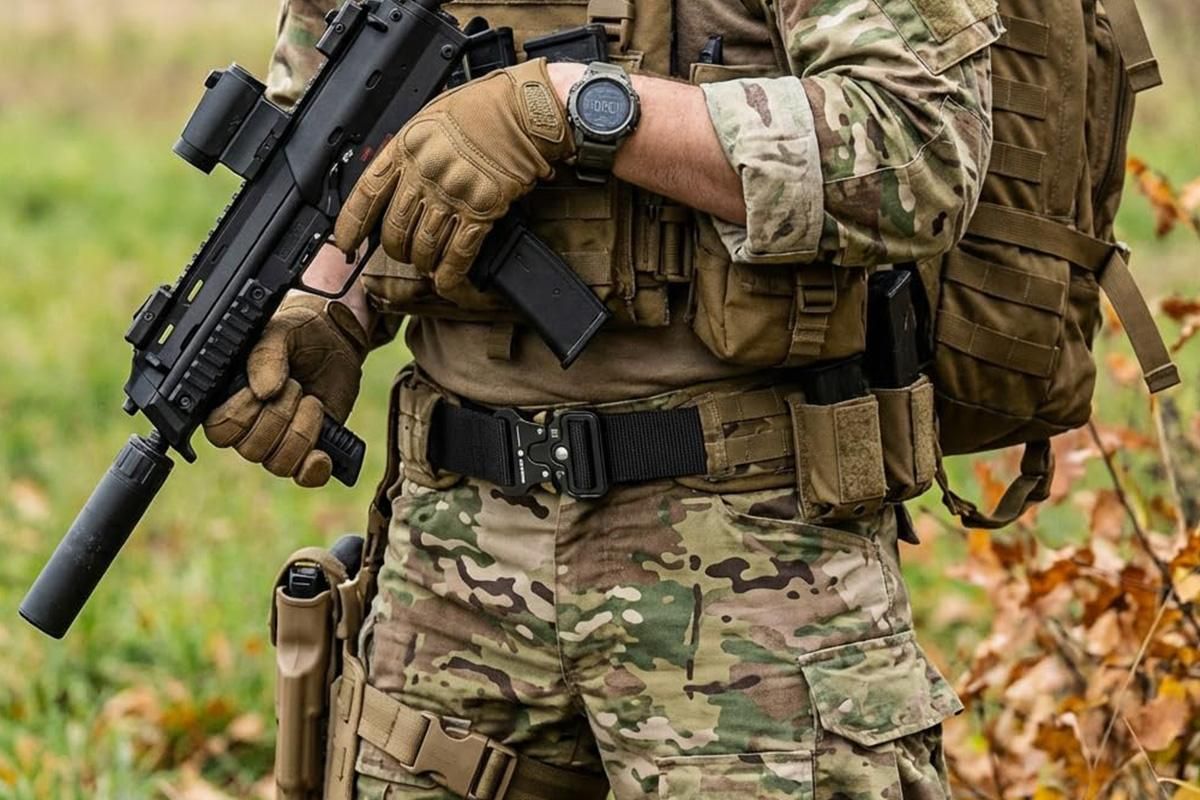 Nylon Tactical Belt Quick-Release for Outdoor Work Daily - Black