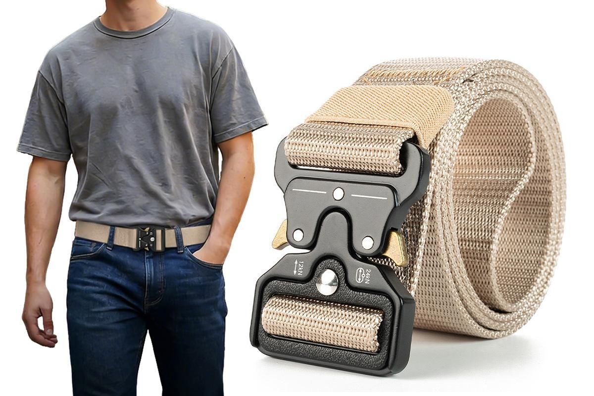 Nylon Tactical Belt Quick-Release for Outdoor Work Daily - Army Green