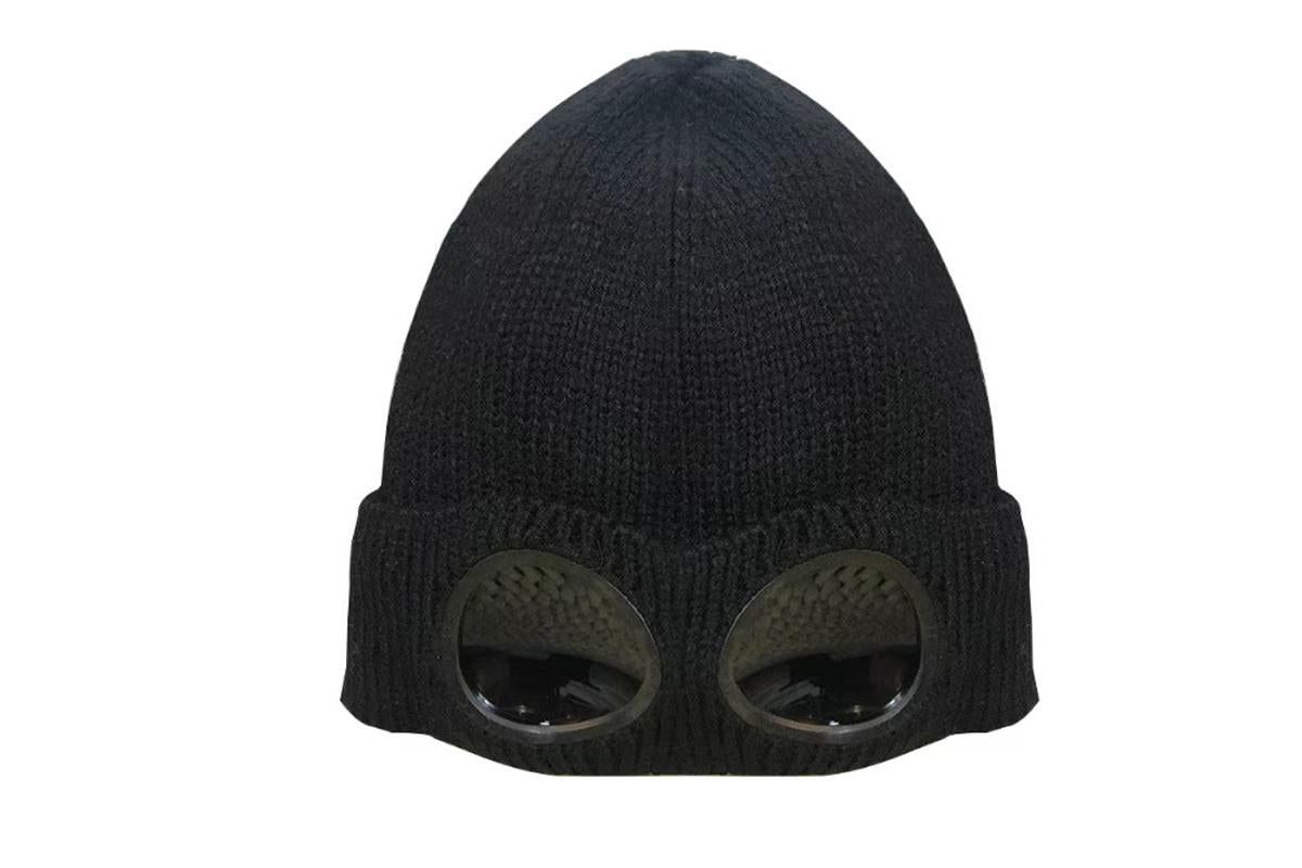 Winter Ski Hat with Goggles - Thermal Knit Beanie for Men & Women - Black