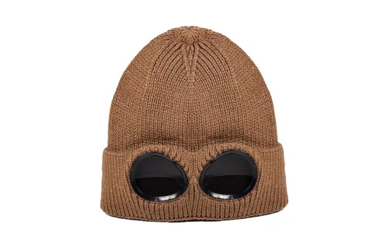 Winter Ski Hat with Goggles - Thermal Knit Beanie for Men & Women - Black
