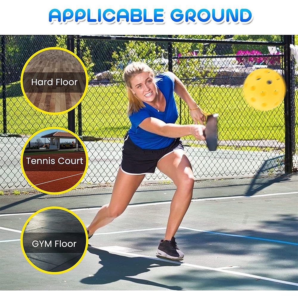Pickleball Trainer Rebound Practice Set with Baseboard 2 Balls Elastic Rope Solo Training Equipment - Yellow