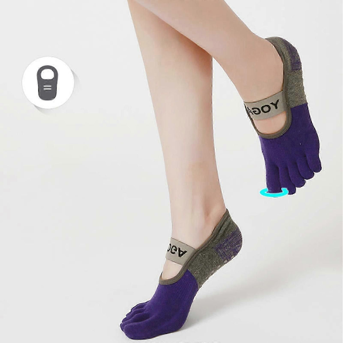 Women's Five Finger Toe Socks Non Slip Yoga Grip Socks Pilates Fitness Dance Sports Socks - Green