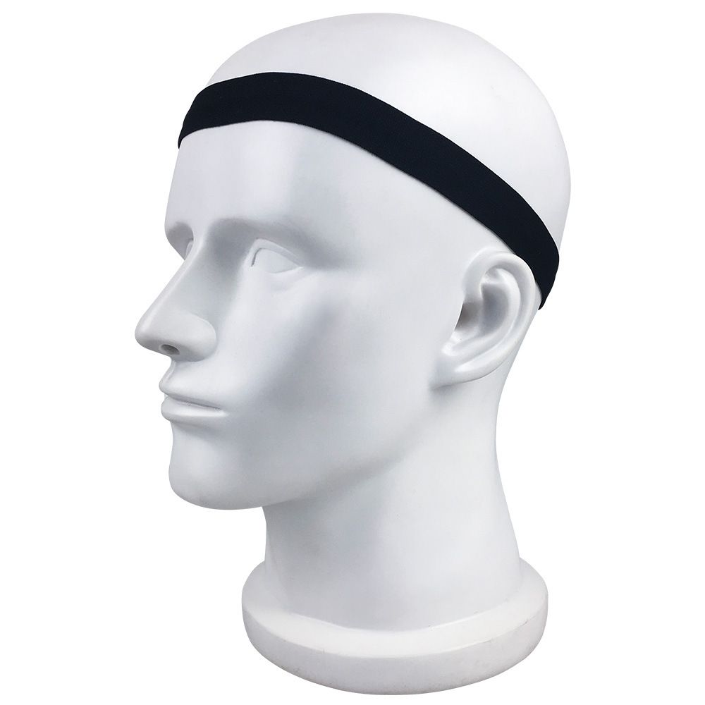 Sports Headband with Non-Slip Silicone Strip Stretch Running Yoga Fitness Sweatband - Black