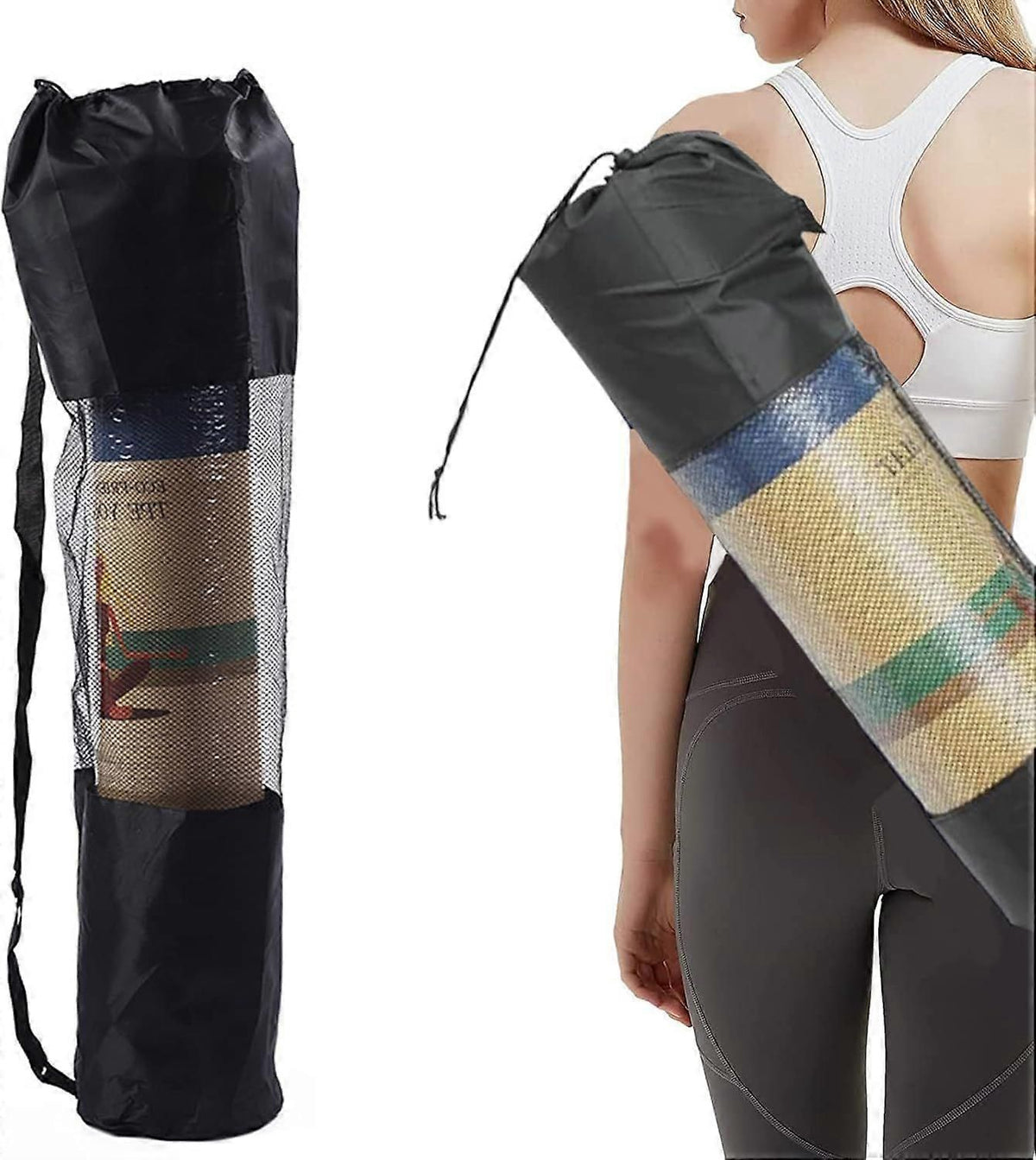 Yoga Mat Bag 90x30cm Polyester Full-Zip Carry Bag with Ventilation Holes