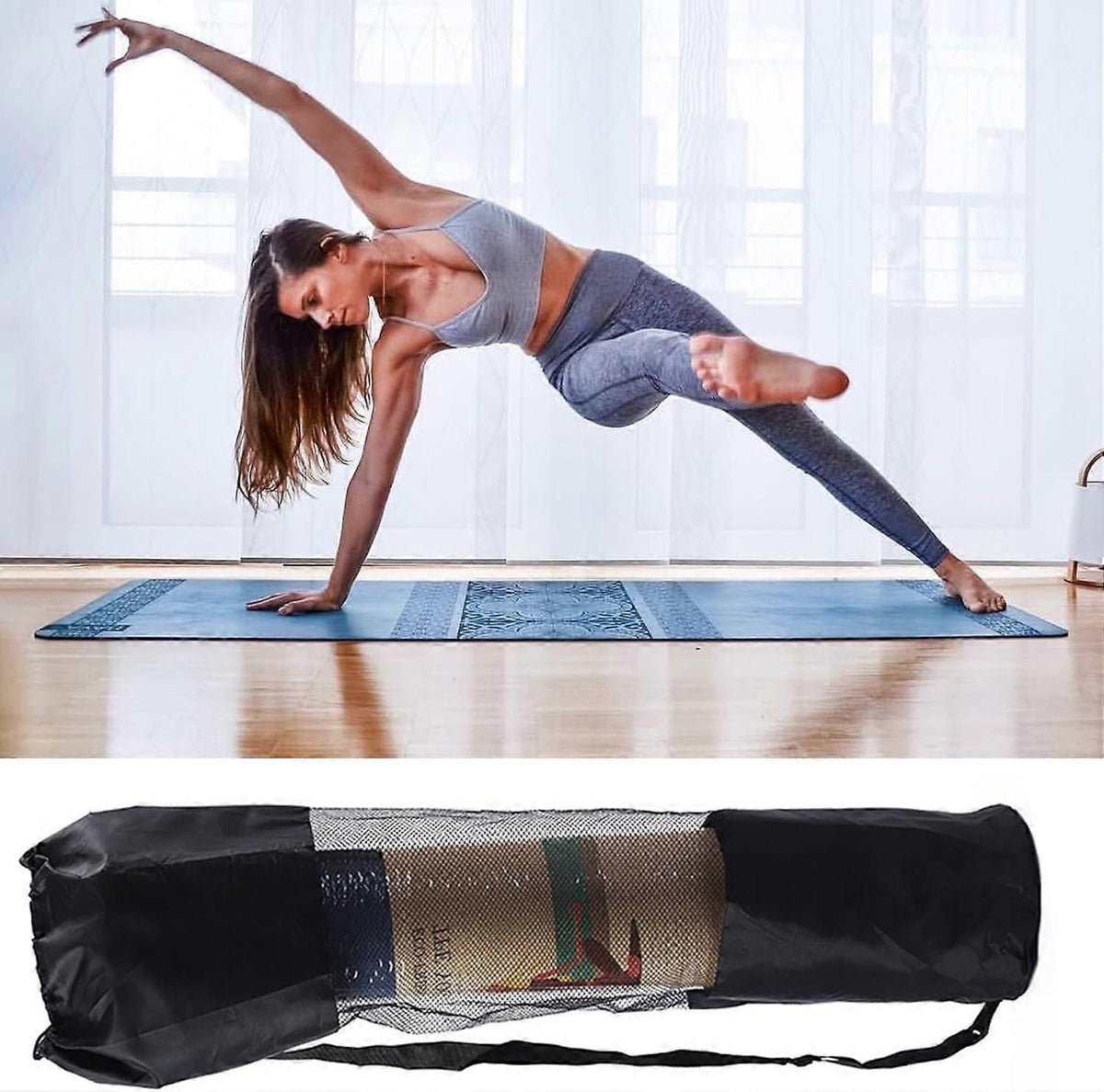 Yoga Mat Bag 90x30cm Polyester Full-Zip Carry Bag with Ventilation Holes